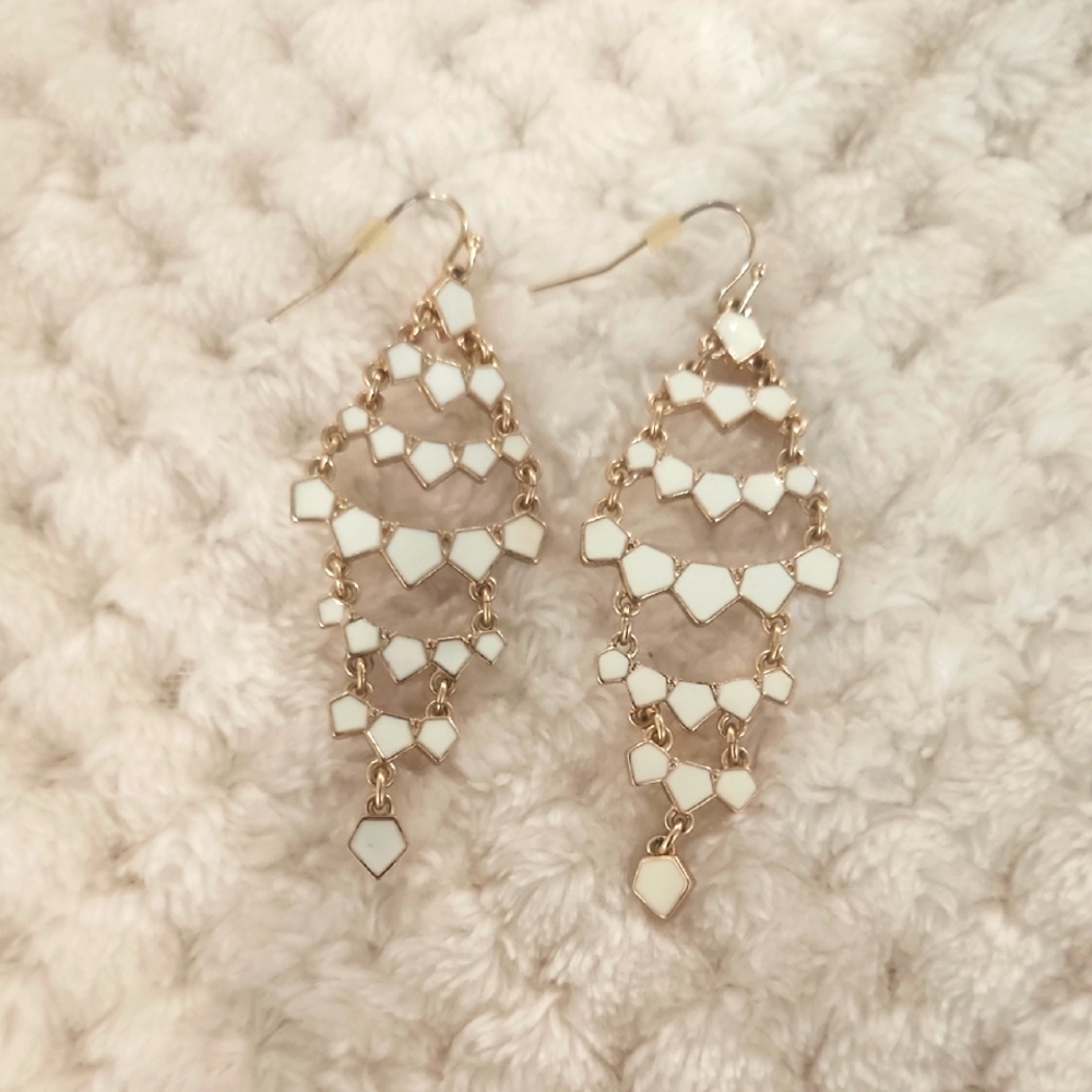 Avon Gold and White Vintage-Inspired Earrings